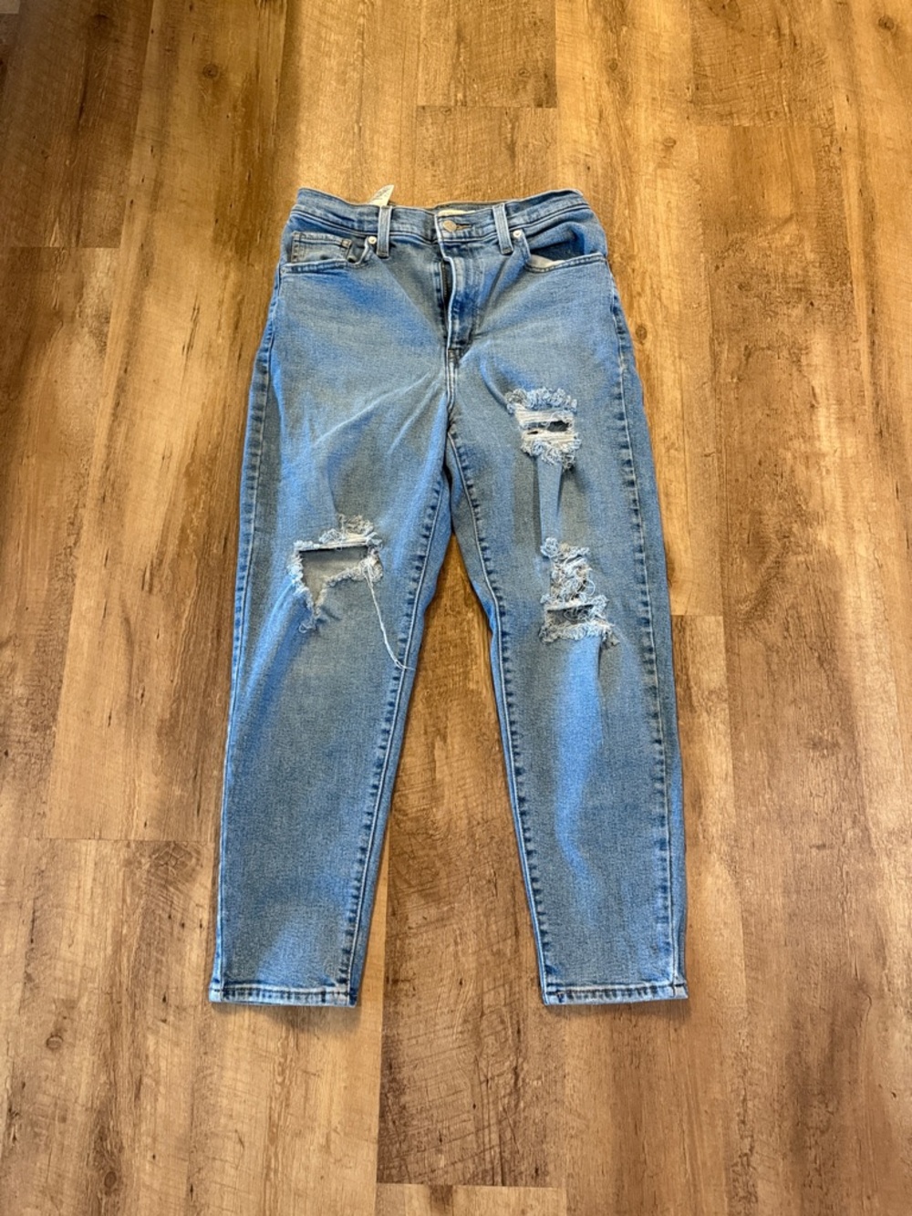 Moms!!! Light Wash Distressed Mom Jeans
